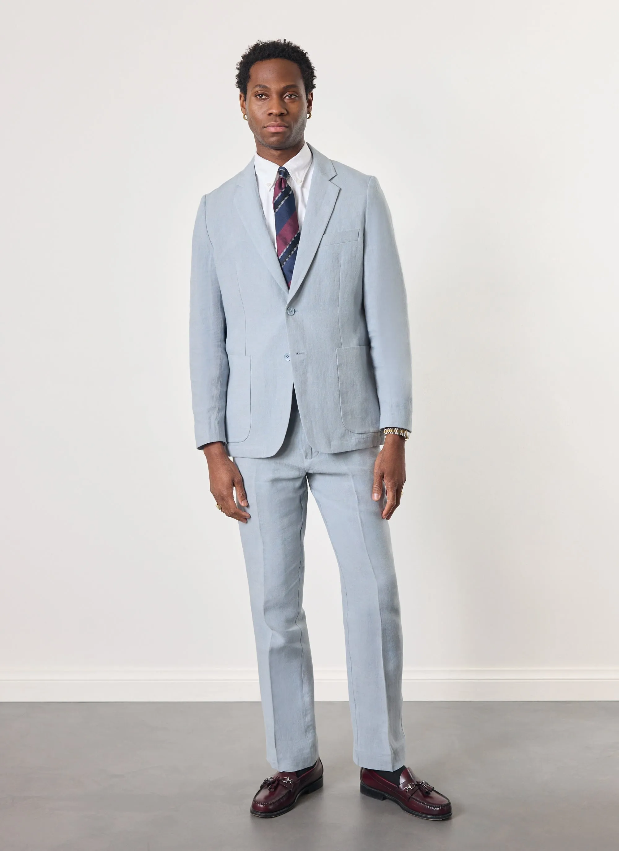 Tailored Linen Trousers | Light Blue
