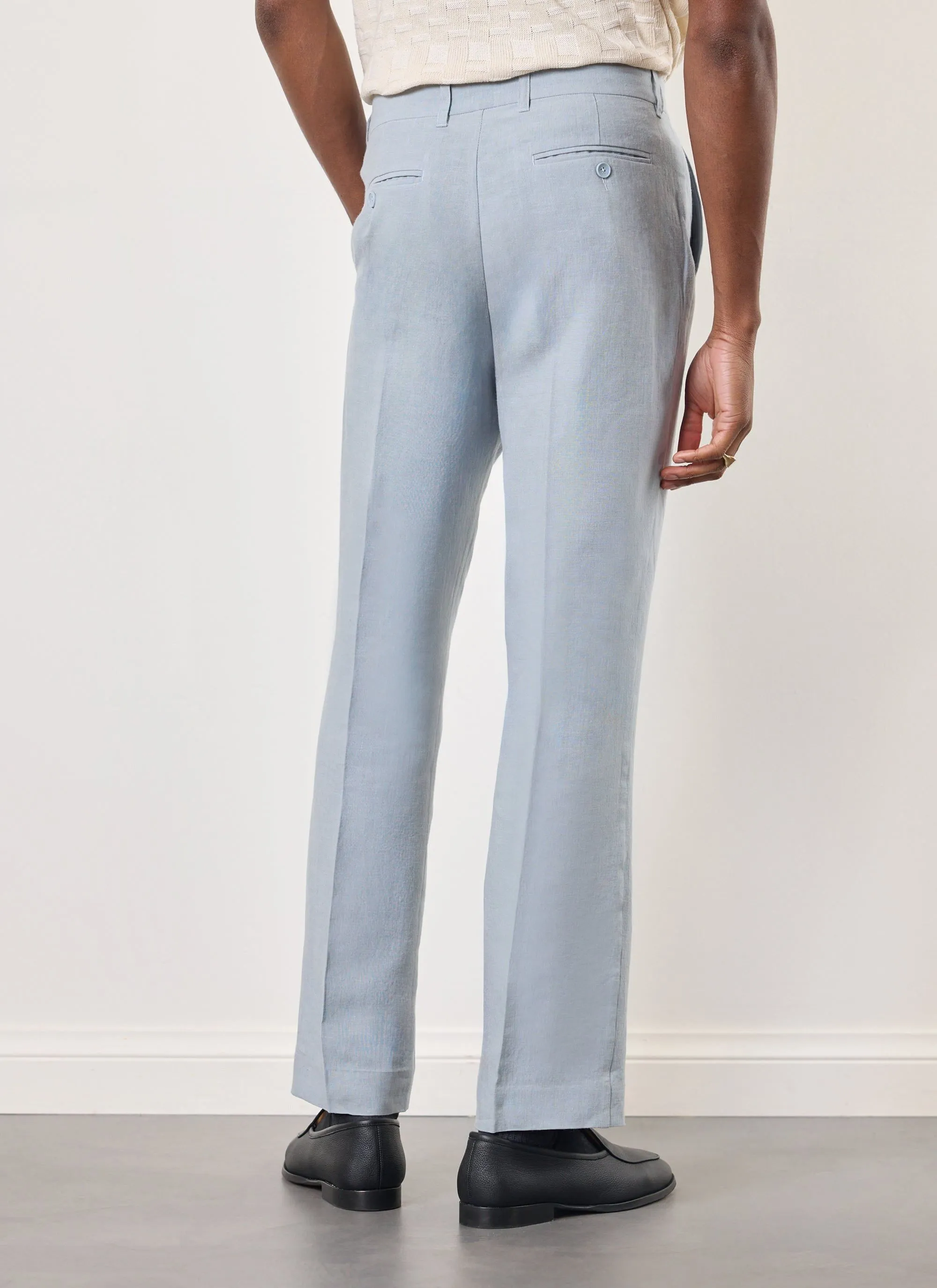 Tailored Linen Trousers | Light Blue