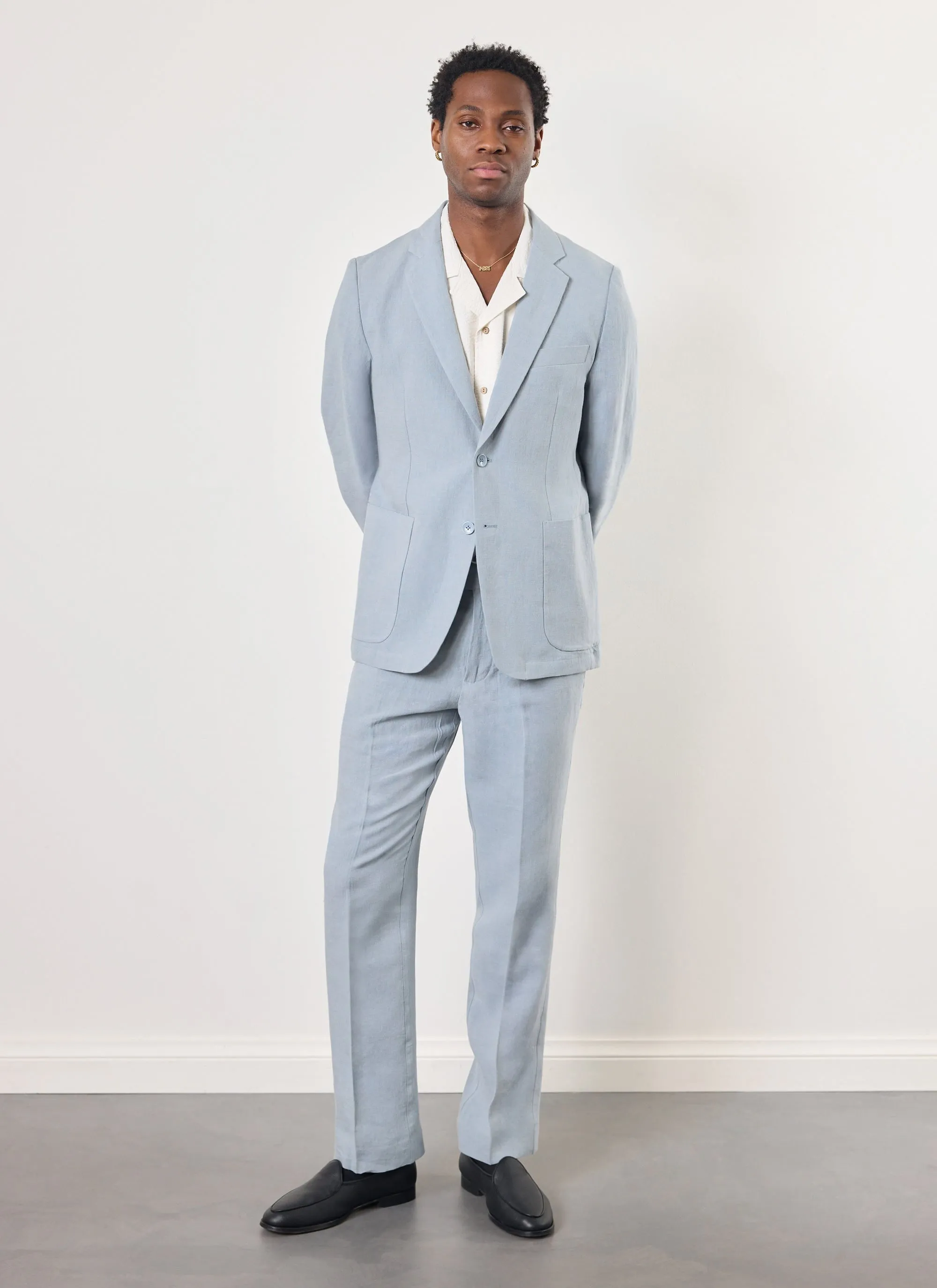 Tailored Linen Trousers | Light Blue