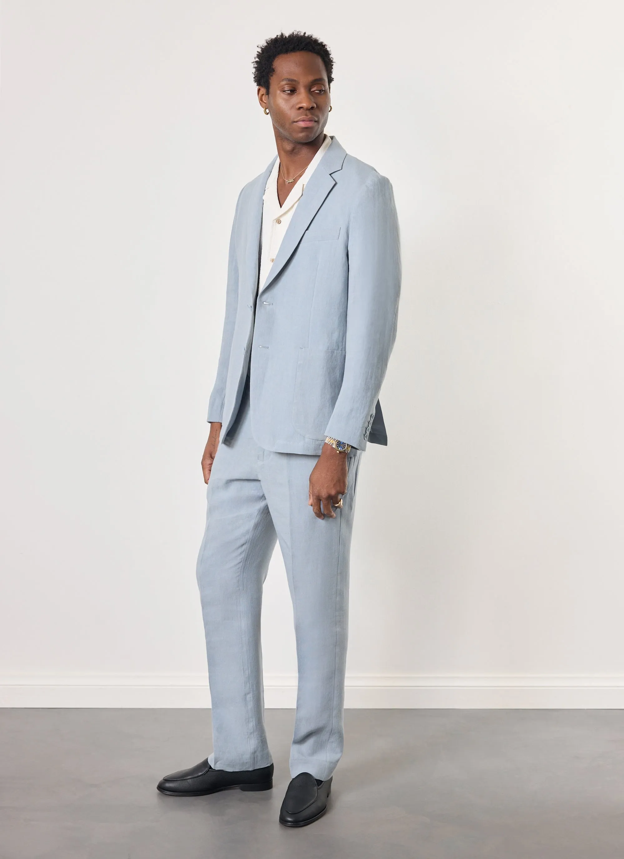 Tailored Linen Trousers | Light Blue