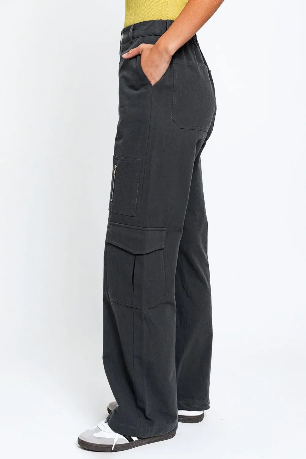 Tasha Apparel High Waisted Wide Leg Cargo Pants with Pockets [click for additional options]