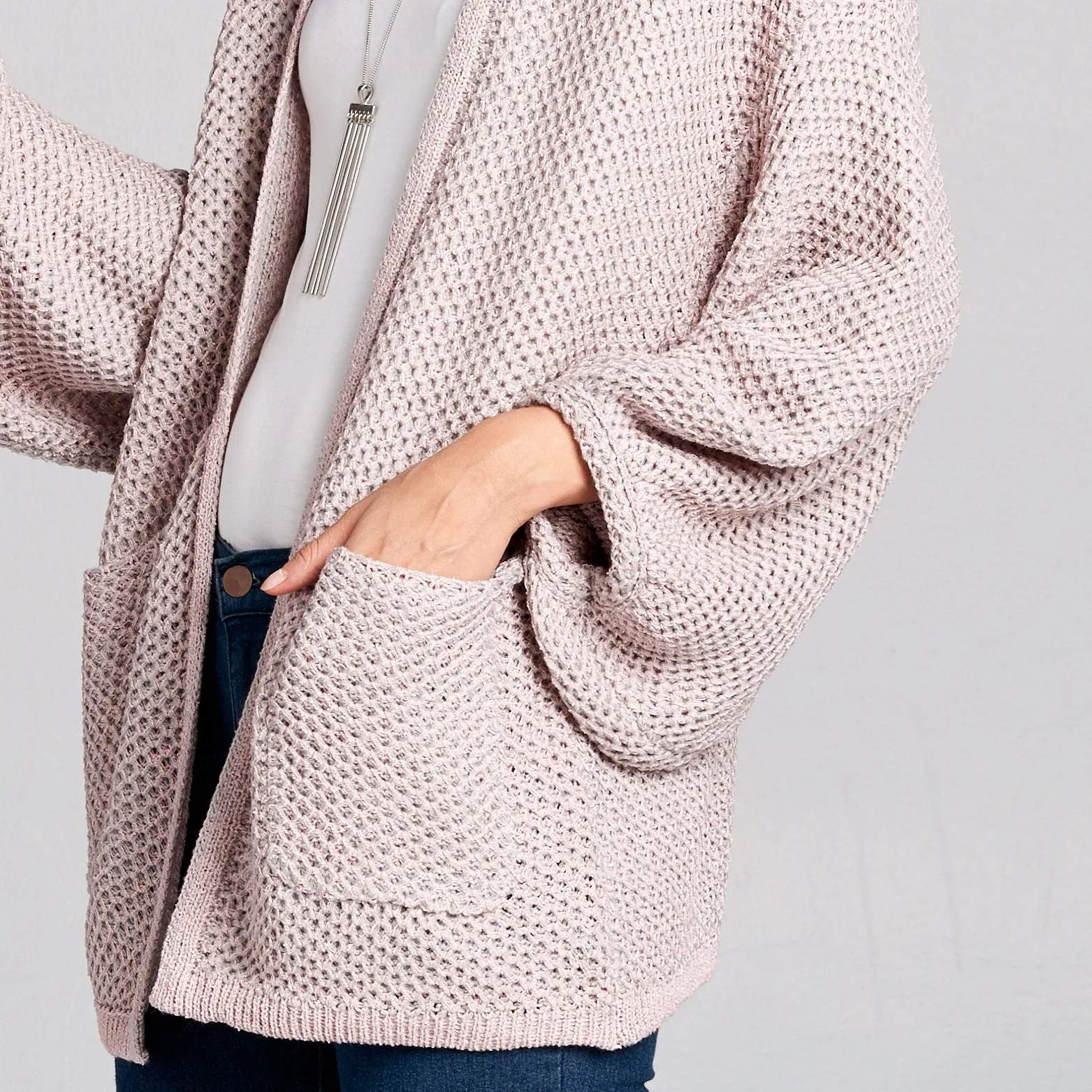 Waffle Knit Slouchy Cardigan