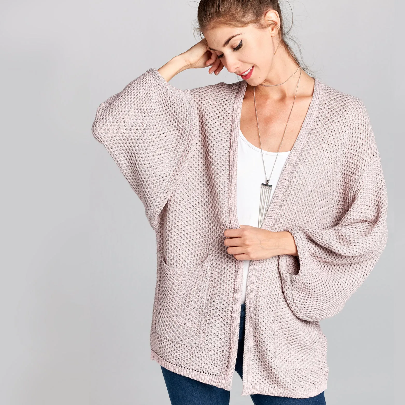 Waffle Knit Slouchy Cardigan