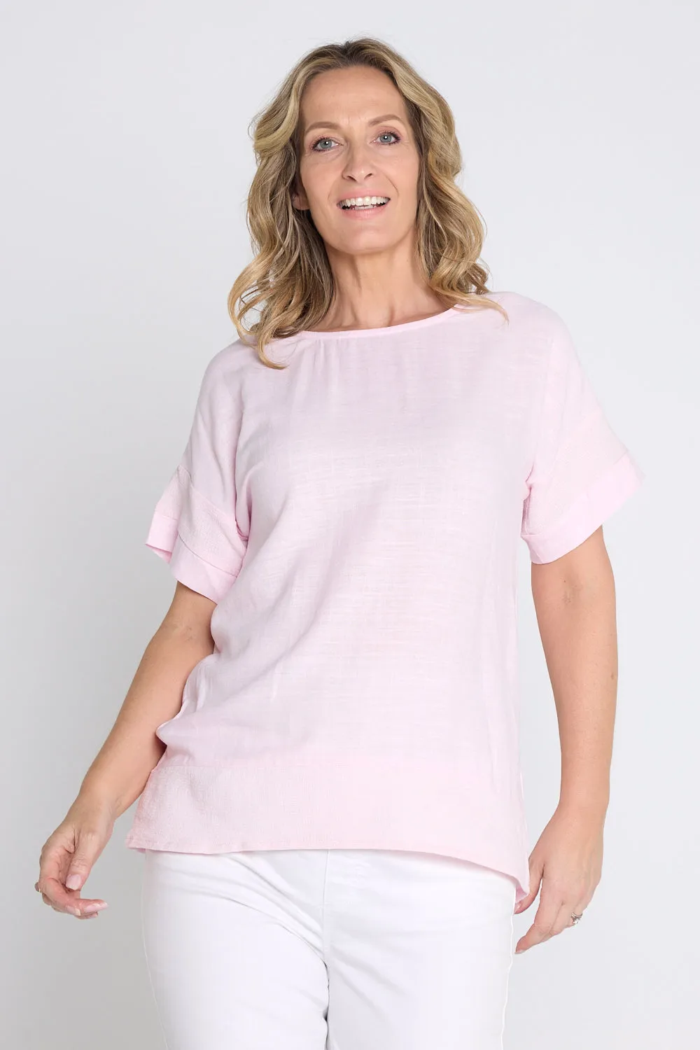 Zahns Linen Top - Light Pink
