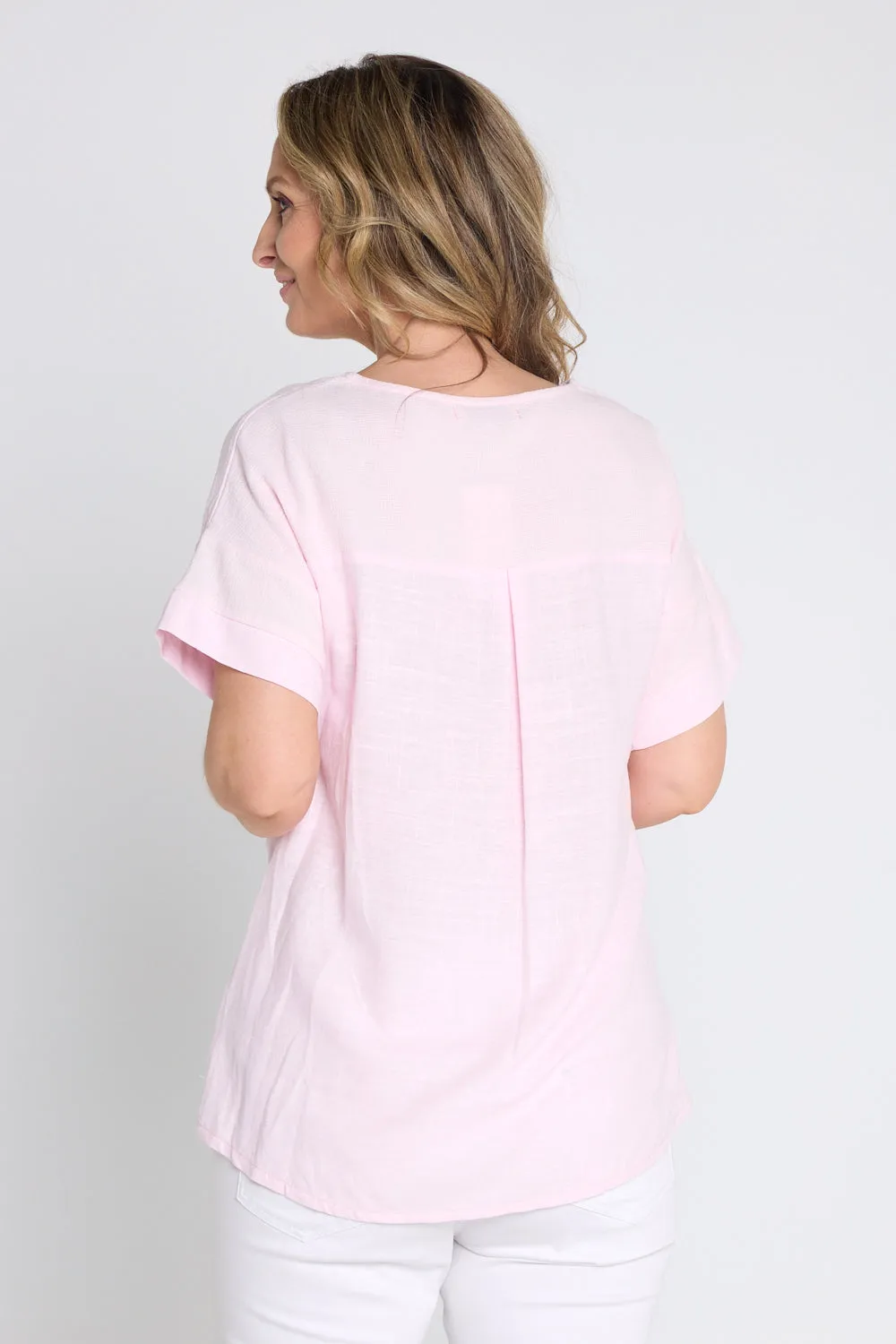 Zahns Linen Top - Light Pink